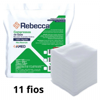Compressa de gaze 7,5cm x 7,5cm 11 fios c/500 rebecca Amrica