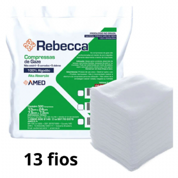 Compressa de gaze 7,5cm x 7,5cm 13 fios c/500 rebecca Amrica