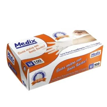 Luva de procedimento em l�tex com p� c/100 Medix