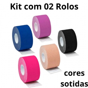 Kit 02 Fita Bandagem Elstica Funcional Kinesio Taping Dermatape - Cores Sortidas