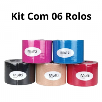 Kit 06 Fita Bandagem Elstica Funcional Kinesio Taping Muscle Fix - Multilaser Sade