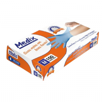 Luva de procedimento nitrlica sem p Azul c/100 Medix
