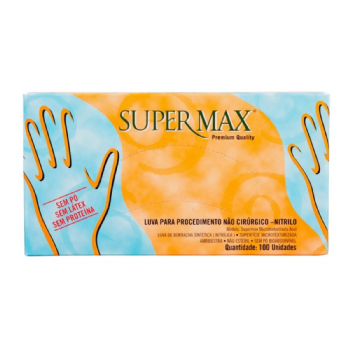 Luva de procedimento nitrlica sem p Azul c/100 Supermax