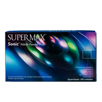 Luva de procedimento nitrlica sem p Azul Cobalto Sonic c/100 Supermax