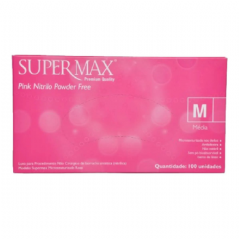 Luva de procedimento nitrlica sem p Rosa c/100 Supermax
