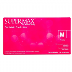 Luva de procedimento nitr�lica sem p� Rosa c/100 Supermax