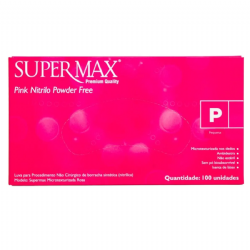 Luva de procedimento nitr�lica sem p� Rosa c/100 Supermax