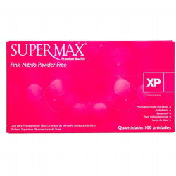 Luva de procedimento nitr�lica sem p� Rosa c/100 Supermax
