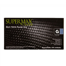 Luva de procedimento nitr�lica sem p� Preta c/100 Supermax