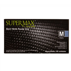 Luva de procedimento nitr�lica sem p� Preta c/100 Supermax