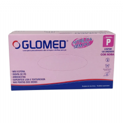 Luva de procedimento nitr�lica sem p� Rosa c/100 Glomed