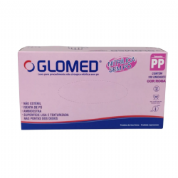 Luva de procedimento nitr�lica sem p� Rosa c/100 Glomed
