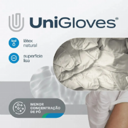 Luva de procedimento em l�tex com p� c/100 Unigloves