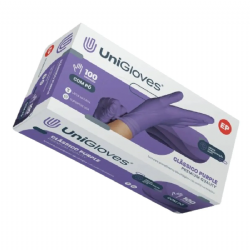 Luva de procedimento em l�tex com p� Purple c/100 Unigloves