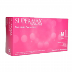 Luva de procedimento nitr�lica sem p� Rosa c/100 Supermax