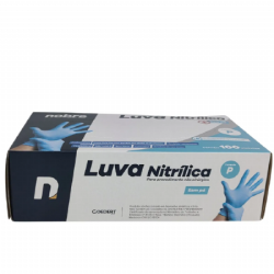 Luva de procedimento nitr�lica sem p� Azul c/100 Nobre