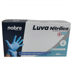 Luva de procedimento nitr�lica sem p� Azul c/100 Nobre