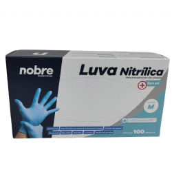 Luva de procedimento nitr�lica sem p� Azul c/100 Nobre