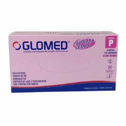 Luva de procedimento nitr�lica sem p� Rosa c/100 Glomed