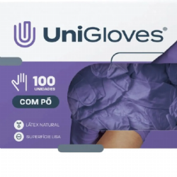 Luva de procedimento em l�tex com p� Purple c/100 Unigloves