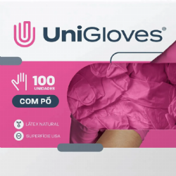 Luva de procedimento em l�tex com p� Rosa c/100 Unigloves