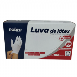 Luva de procedimento em l�tex com p� c/100 Nobre