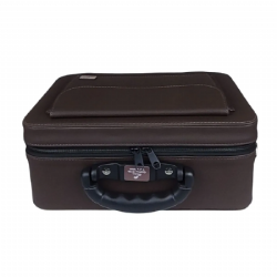 Maleta com divis�rias e al�a C136 Panton - Marrom - Couro Uruguaio Sint�tico