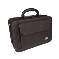 Maleta com divis�rias e al�a C136 Panton - Marrom - Couro Uruguaio Sint�tico